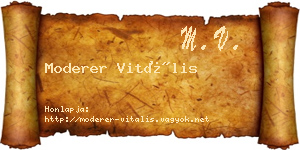 Moderer Vitális névjegykártya